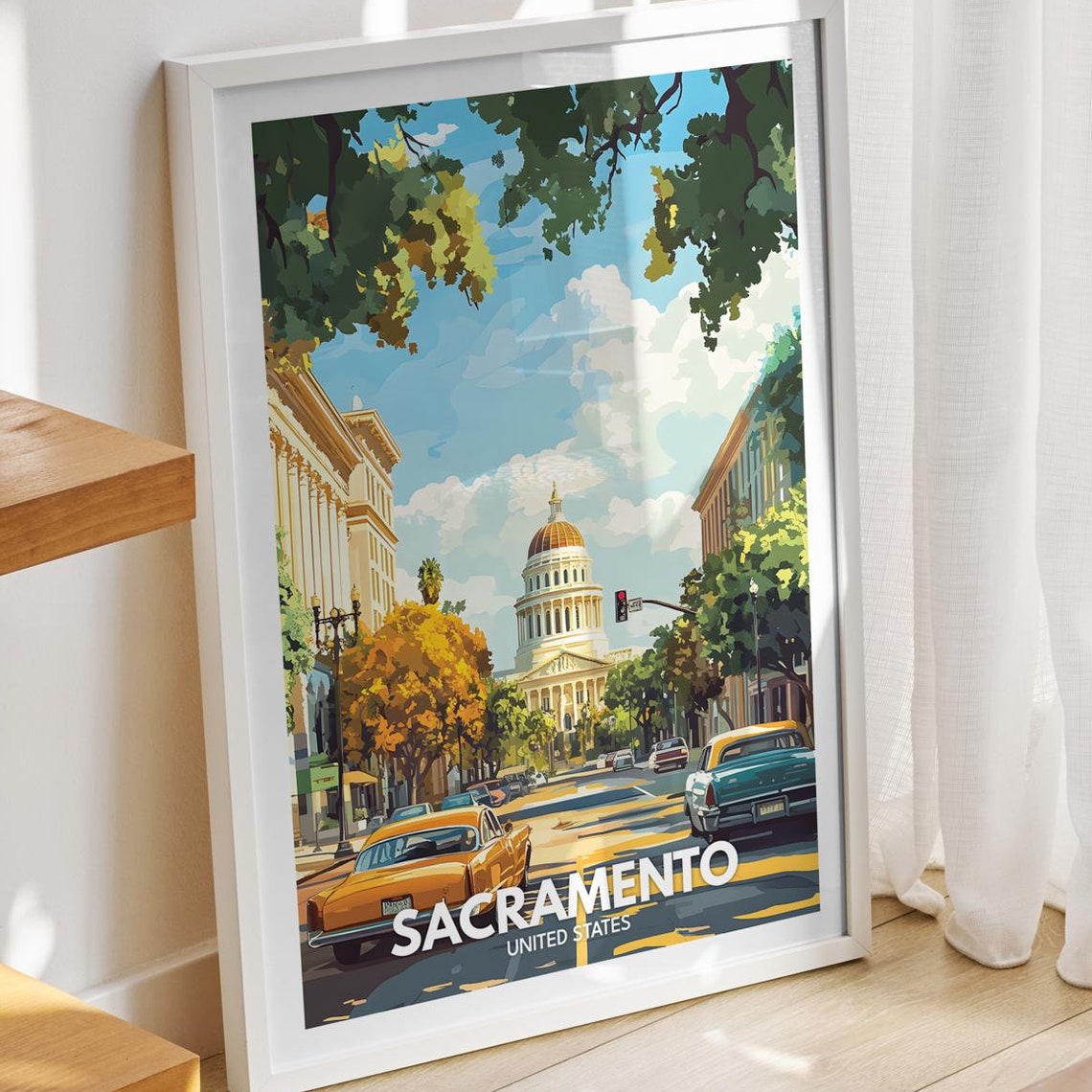 Sacramento Travel Print United States Sacramento Travel Poster United States Travel Poster United States Cityscape Wall Art City Decor