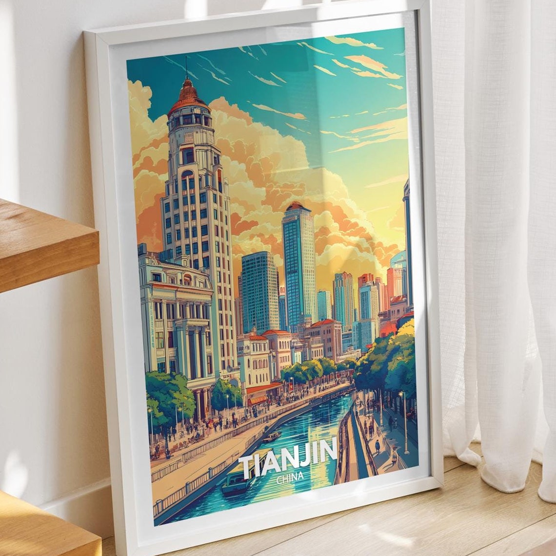 Tianjin Travel Print China Tianjin Travel Poster China Travel Poster China Cityscape Wall Art Unique City Art Decor