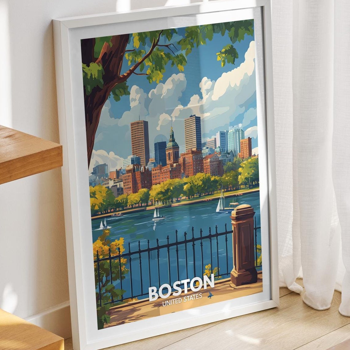 Boston Travel Print United States Boston Travel Poster United States Travel Poster United States Cityscape Wall Art Unique City Decor