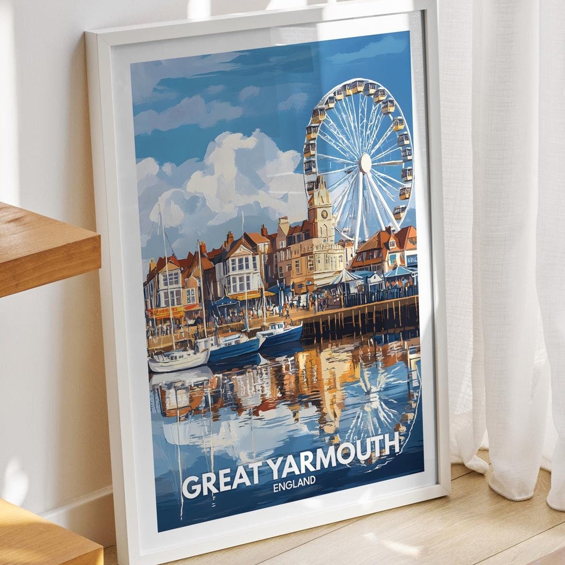 Great Yarmouth Travel Print England Great Yarmouth Travel Poster England Travel Poster United Kingdom Wall Art British Art Decor