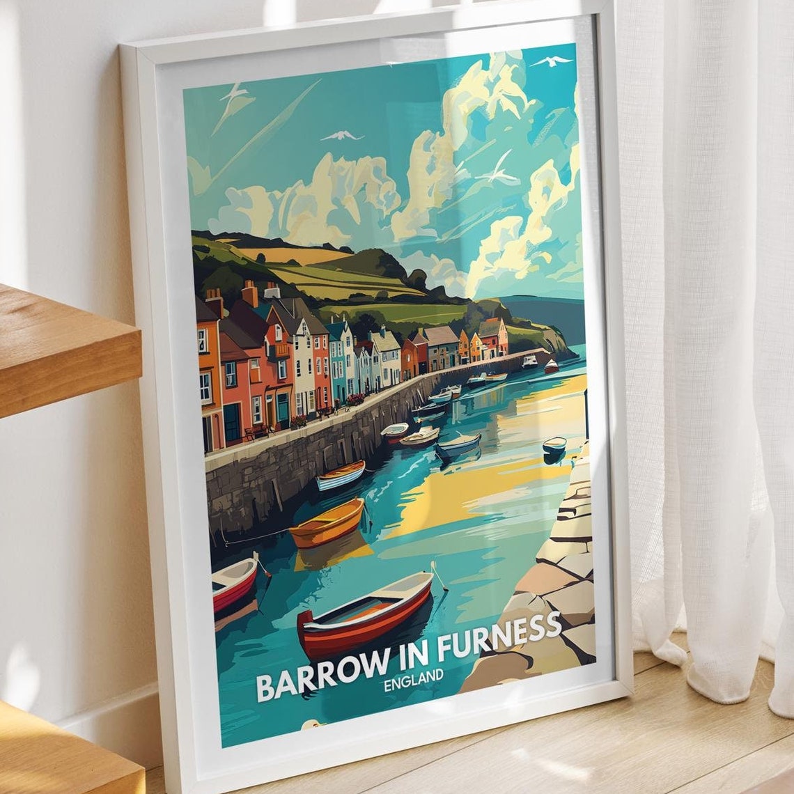 Barrow In Furness Travel Print England Barrow In Furness Travel Poster England Travel Poster United Kingdom Wall Art British Art Decor