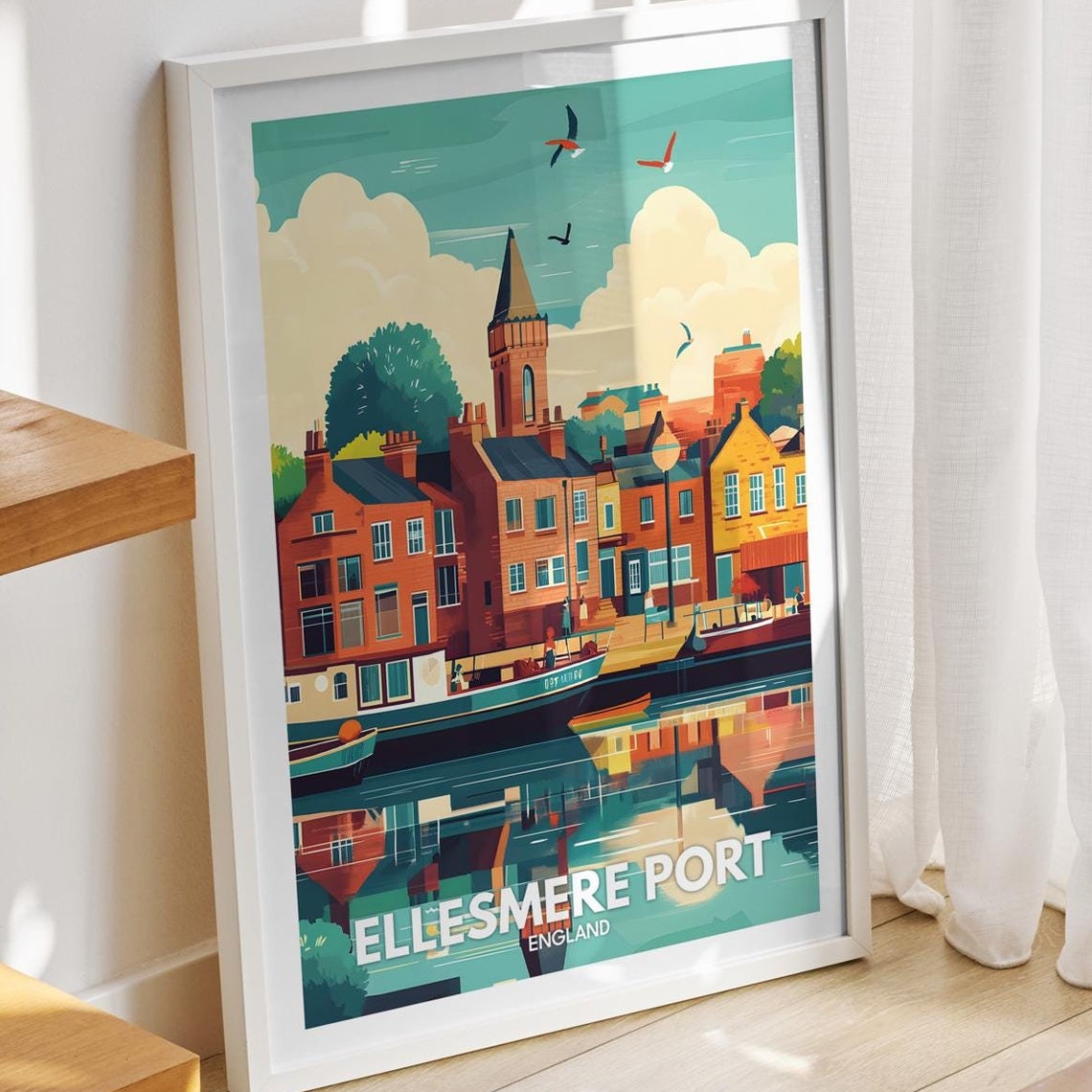 Ellesmere Port Travel Print England Ellesmere Port Travel Poster England Travel Poster United Kingdom Wall Art British Art Decor