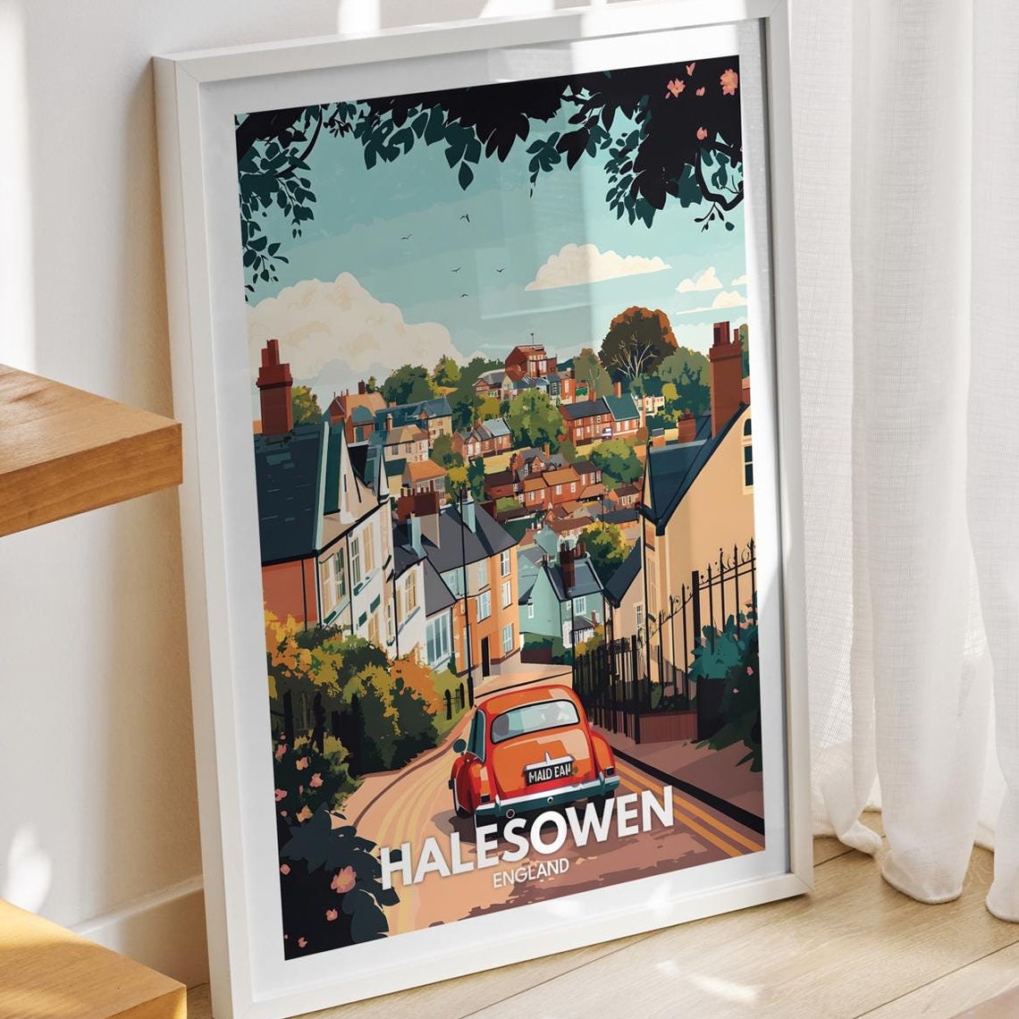 Halesowen Travel Print England Halesowen Travel Poster England Travel Poster United Kingdom Wall Art British Art Decor