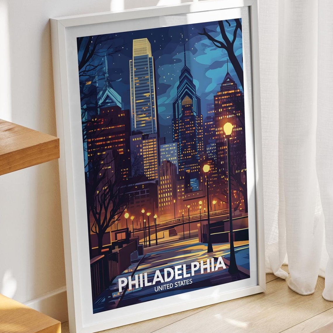 Philadelphia Travel Print United States Philadelphia Travel Poster United States Travel Poster United States Cityscape Wall Art Decor