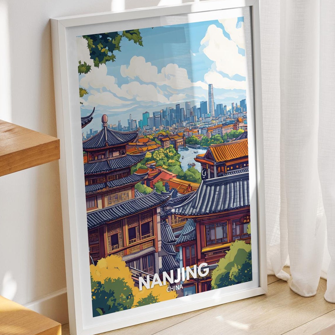 Nanjing Travel Print China Nanjing Travel Poster China Travel Poster China Cityscape Wall Art Unique City Art Decor