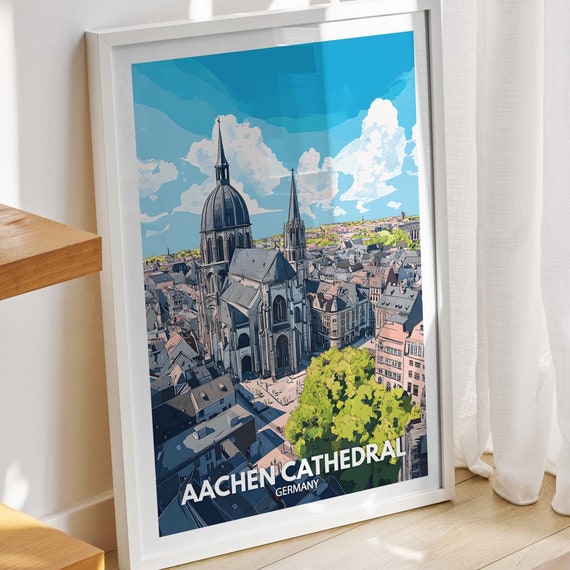 Aachen Cathedral Print Germany Aachen Cathedral Poster Germany Travel Art Poster Germany Wall Art Decor