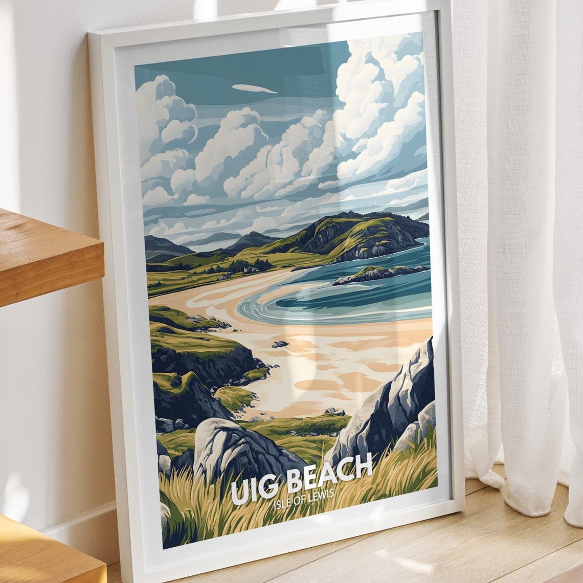 Uig Beach Print Isle Of Lewis Uig Beach Poster Isle Of Lewis Travel Art Poster Natural Beach Wall Art Uk Seaside Art Decor