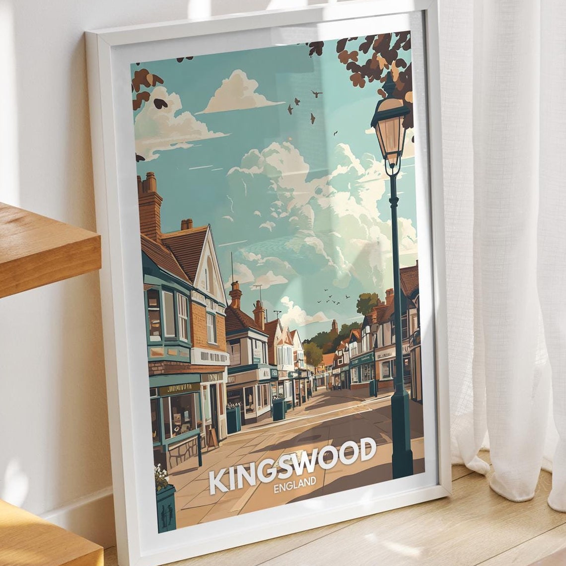 Kingswood Travel Print England Kingswood Travel Poster England Travel Poster United Kingdom Wall Art British Art Decor