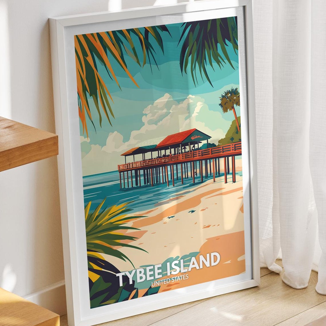 Tybee Island Print United States Tybee Island Poster United States Travel Poster Natural Island Wall Art Seaside Wall Art Decor