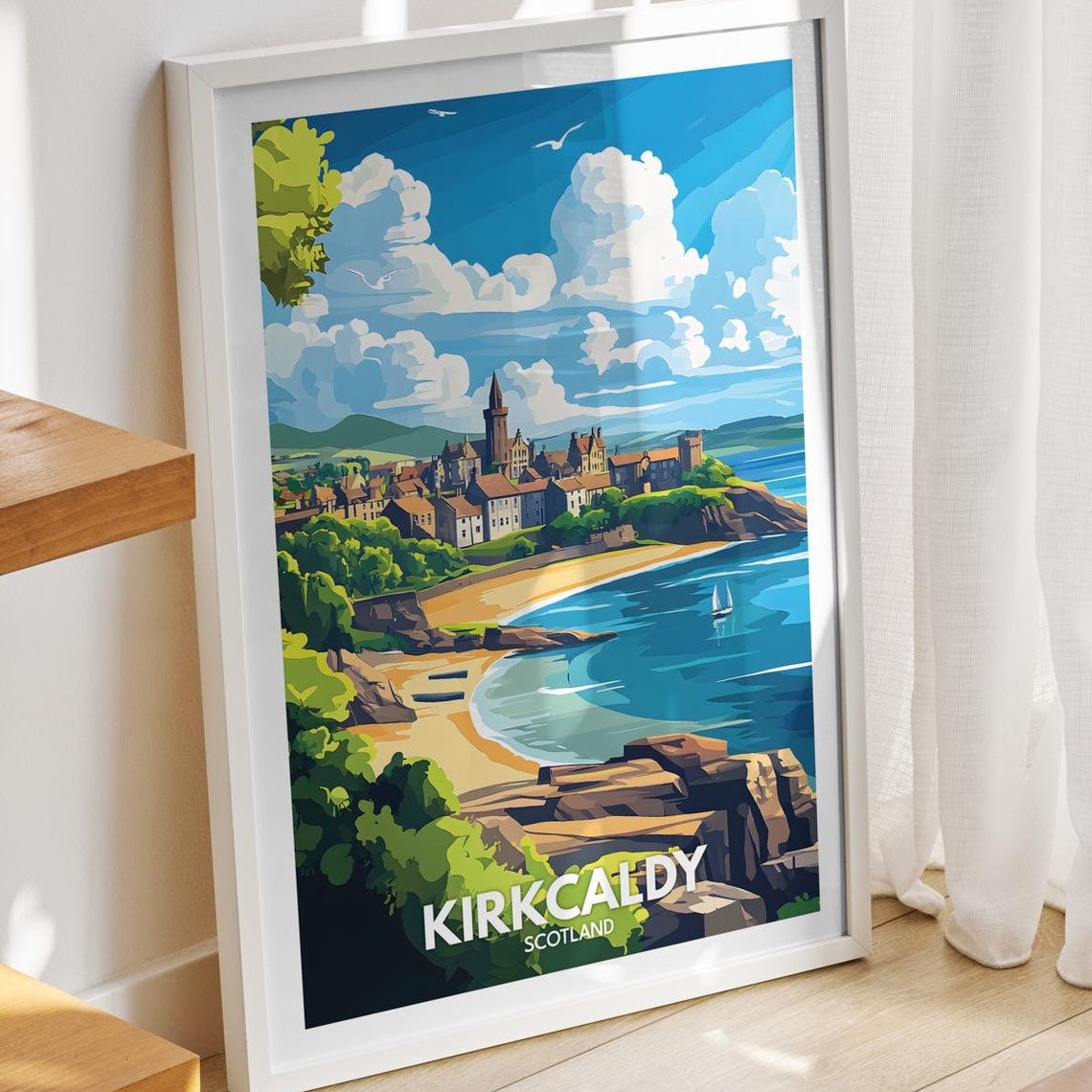 Kirkcaldy Travel Print Scotland Kirkcaldy Travel Poster Scotland Travel Poster United Kingdom Wall Art Scottish Art Decor