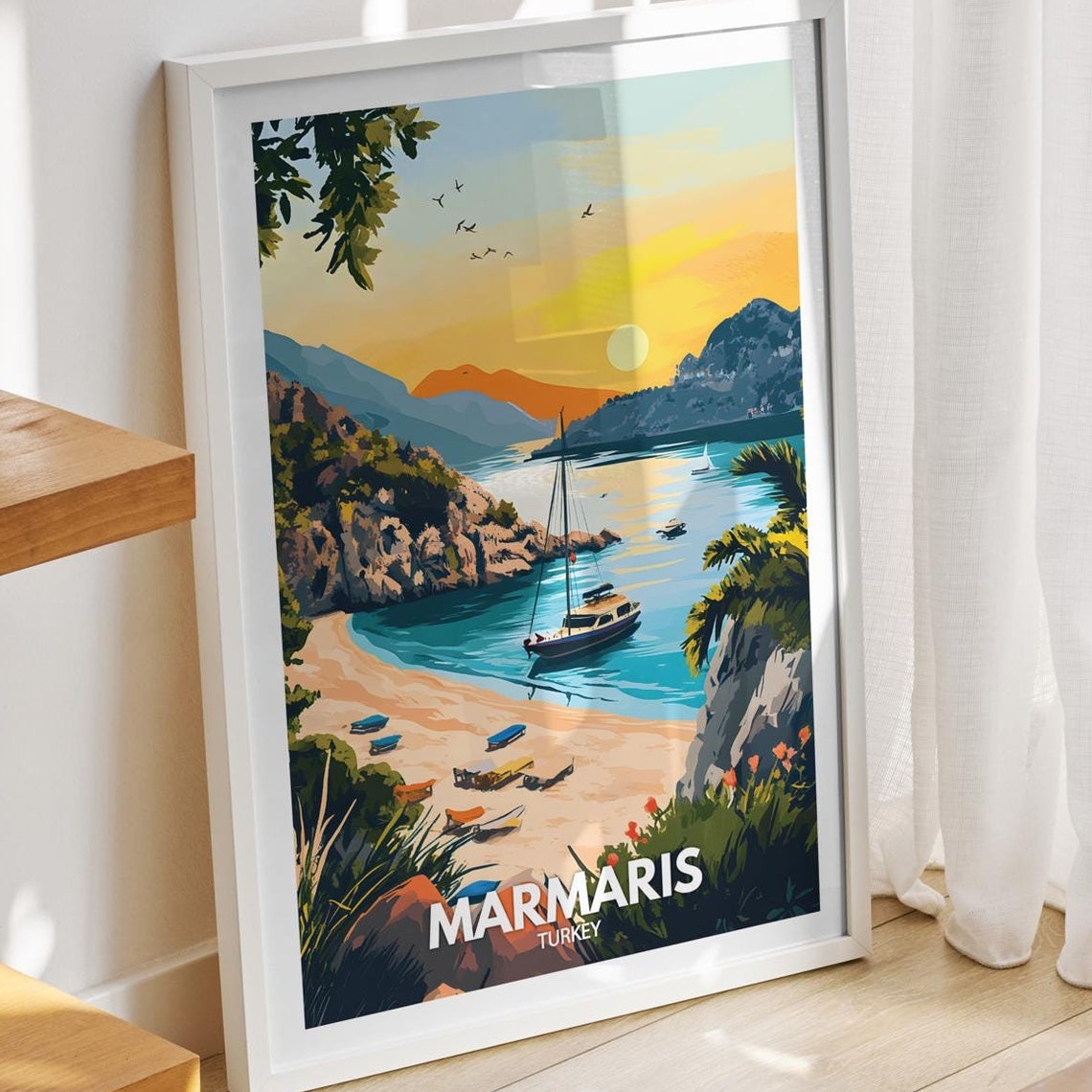 Marmaris Travel Print Turkey Marmaris Travel Poster Turkey Travel Poster Turkey Cityscape Wall Art Unique City Art Decor