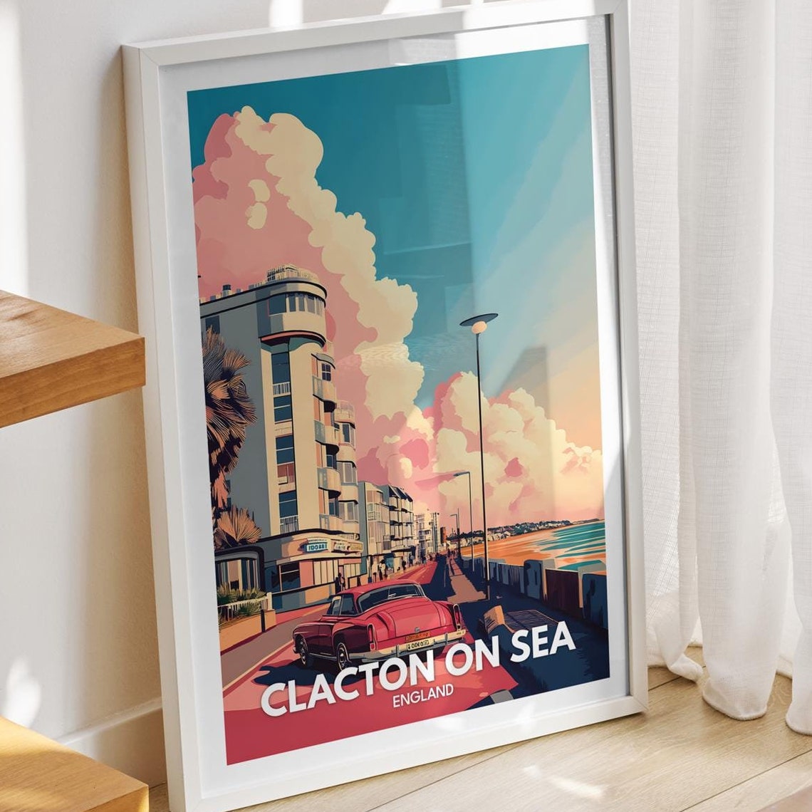 Clacton On Sea Travel Print England Clacton On Sea Travel Poster England Travel Poster United Kingdom Wall Art British Art Decor