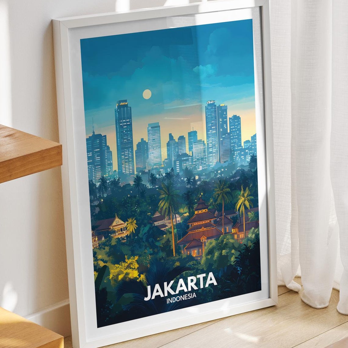 Jakarta Travel Print Indonesia Jakarta Travel Poster Indonesia Travel Poster Indonesia Cityscape Wall Art Unique City Decor