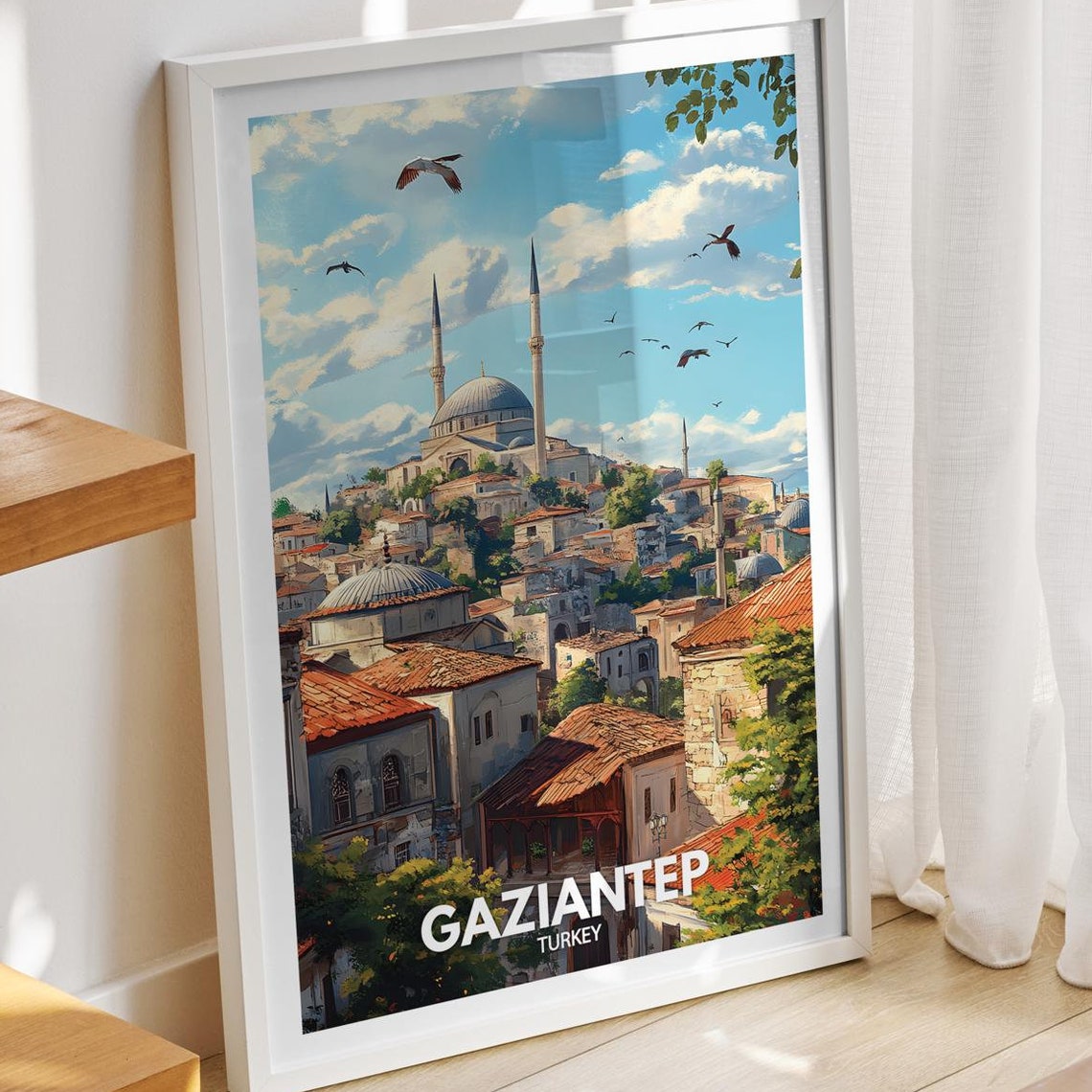 Gaziantep Travel Print Turkey Gaziantep Travel Poster Turkey Travel Poster Turkey Cityscape Wall Art Unique City Art Decor