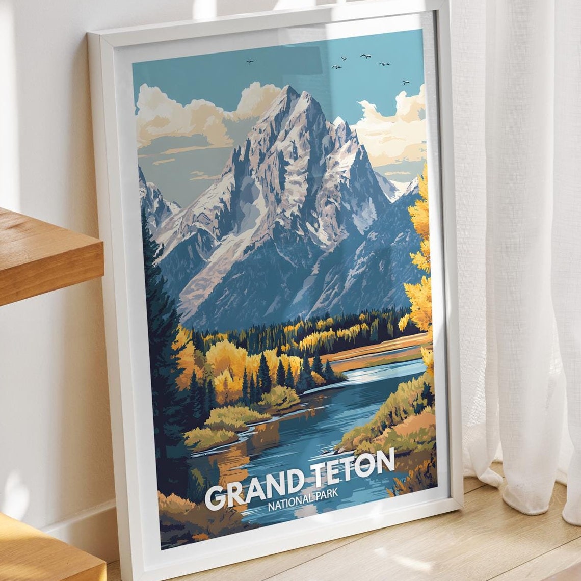 Grand Teton National Park Print Grand Teton Grand Teton Travel Art Poster Grand Teton Wall Art Decor