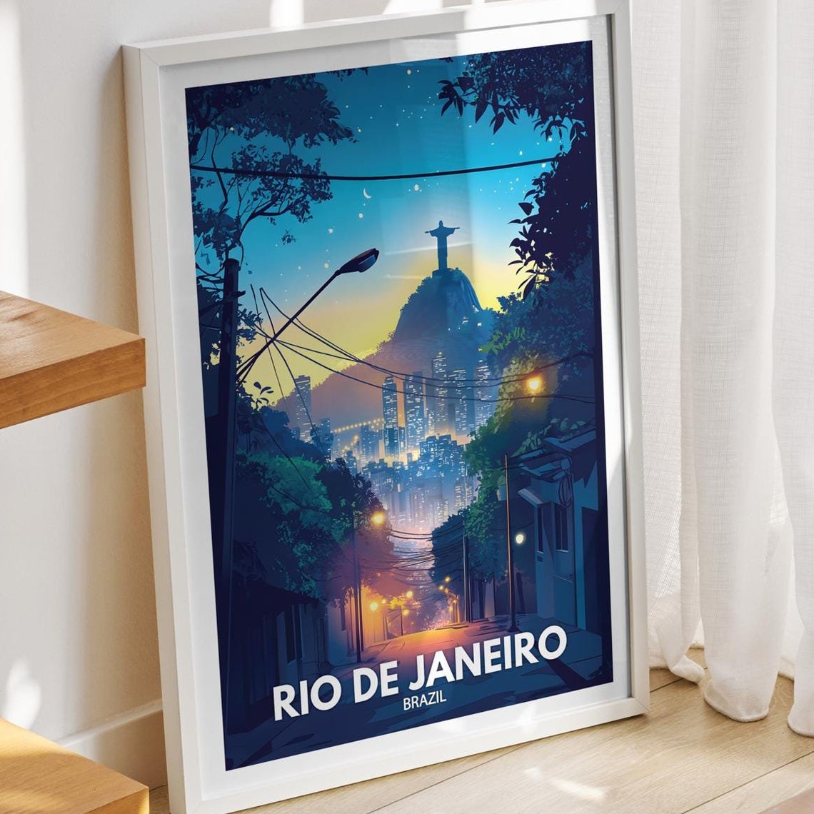Rio De Janeiro Travel Print Brazil Rio De Janeiro Travel Poster Brazil Travel Poster Brazil Cityscape Wall Art Unique City Art Decor