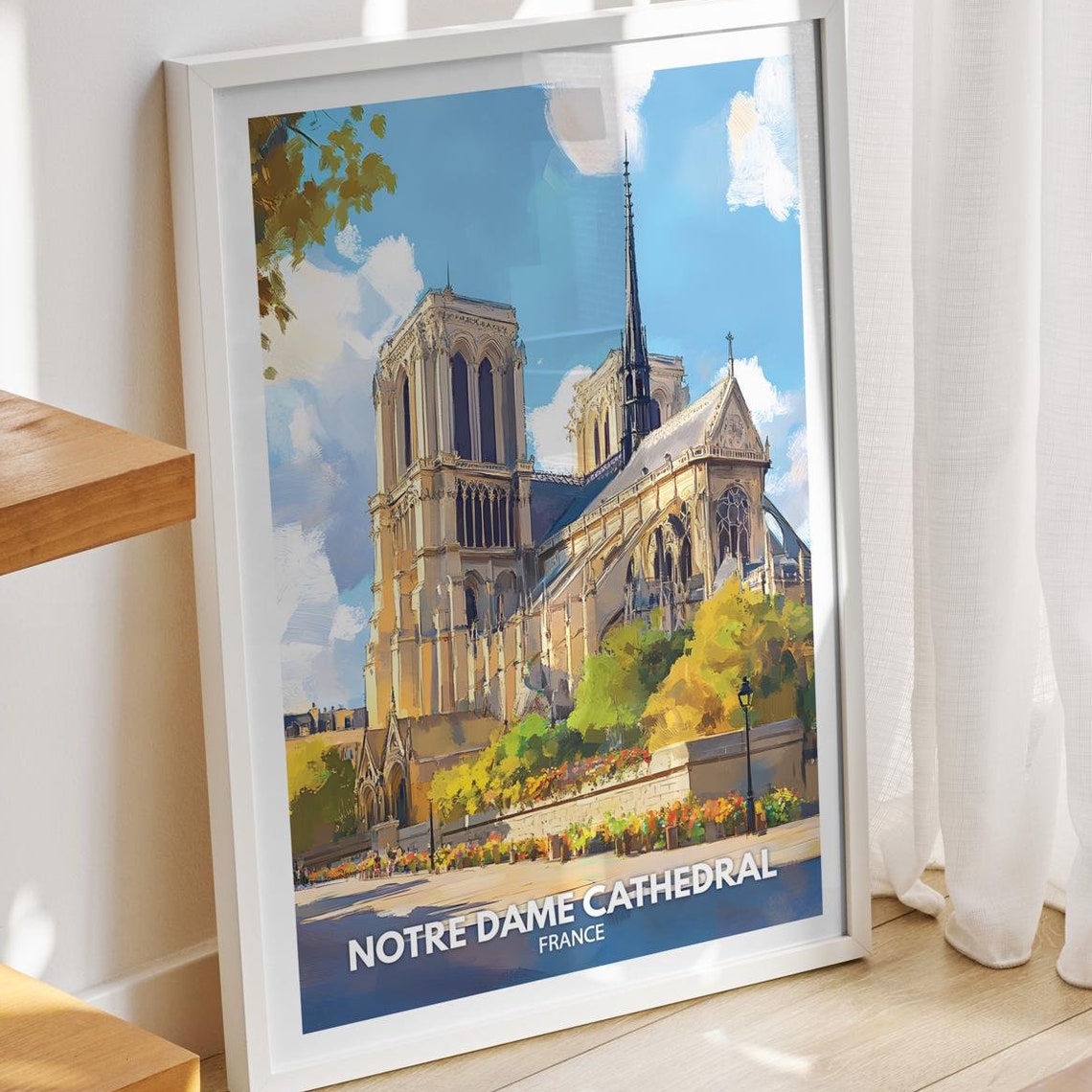 Notre Dame Cathedral Print France Notre Dame Cathedral Poster France Travel Art Poster France Wall Art Decor