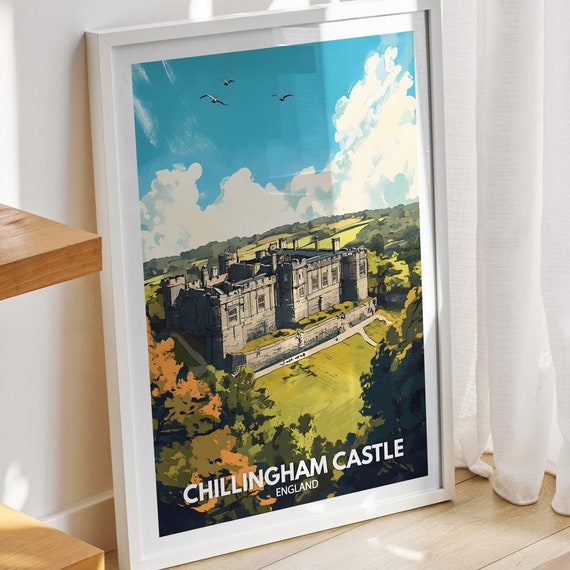 Chillingham Castle Print England Chillingham Castle Poster England Travel Art Poster United Kingdom Wall Art England Art Decor