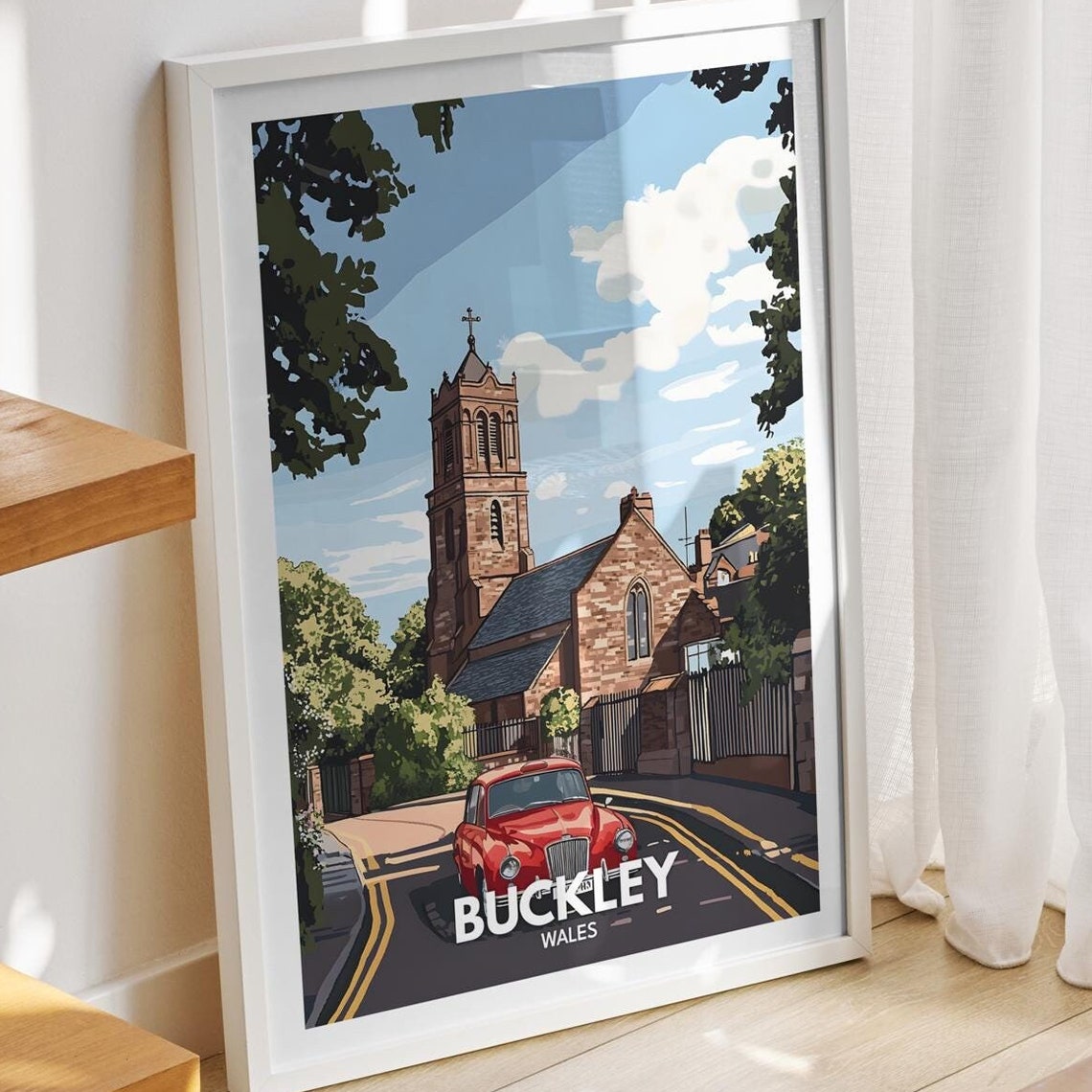 Buckley Travel Print Wales Buckley Travel Poster Wales Travel Poster United Kingdom Wall Art Wales Art Decor
