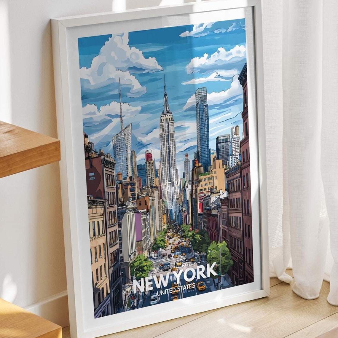 New York Travel Print United States New York Travel Poster United States Travel Poster United States Cityscape Wall Art City Art Decor