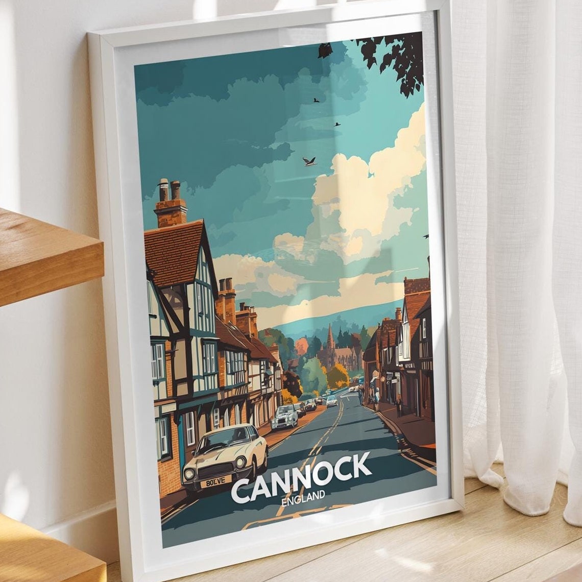Cannock Travel Print England Cannock Travel Poster England Travel Poster United Kingdom Wall Art English Art Decor