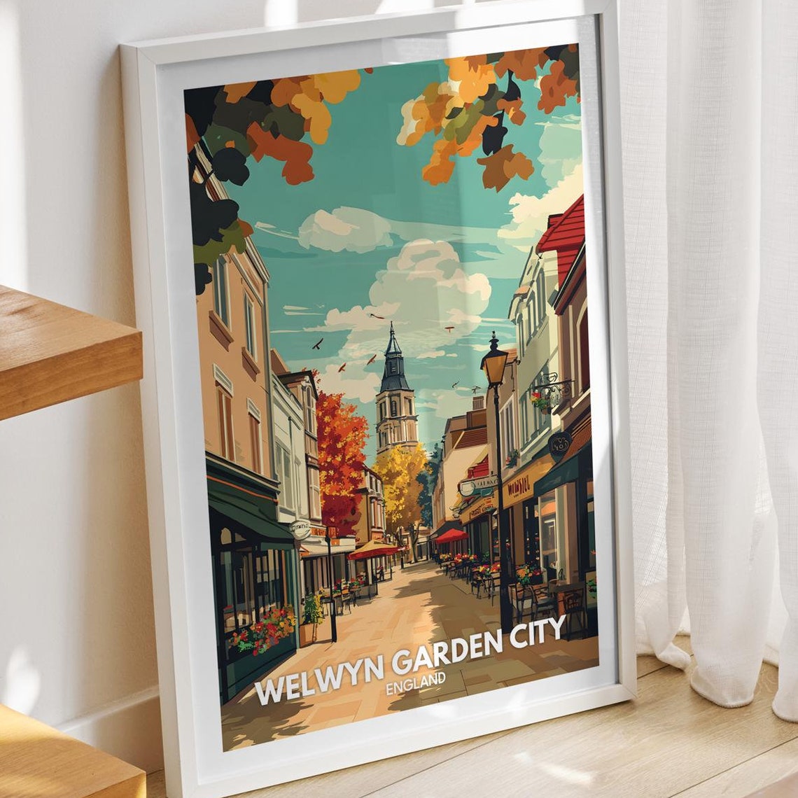 Welwyn Garden City Travel Print England Welwyn Garden City Travel Poster England Travel Poster United Kingdom Wall Art British Decor