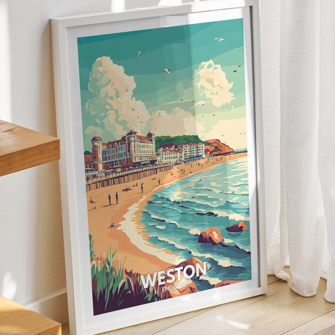 Weston Travel Print England Weston Travel Poster England Travel Poster United Kingdom Wall Art English Art Decor