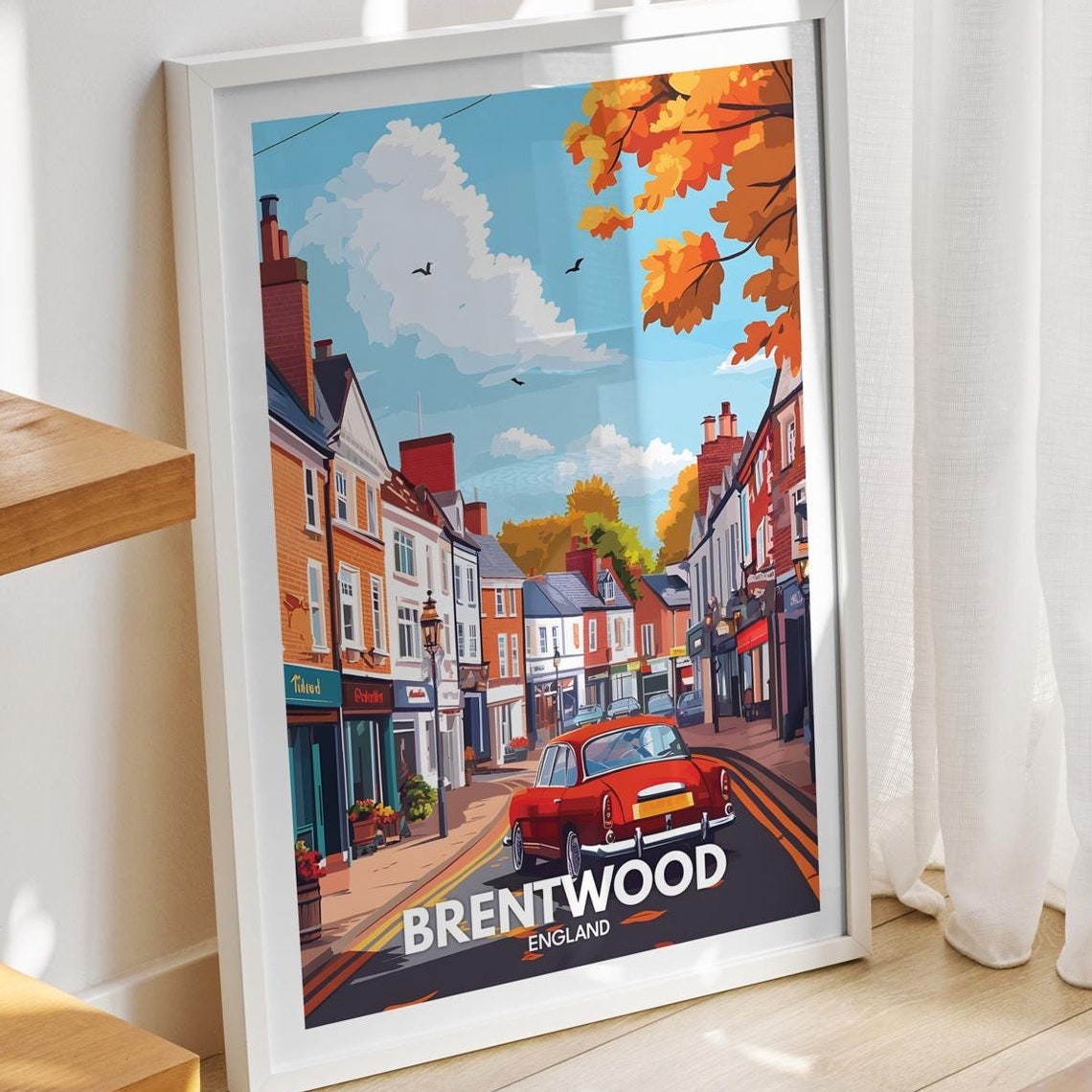 Brentwood Travel Print England Brentwood Travel Poster England Travel Poster United Kingdom Wall Art British Art Decor