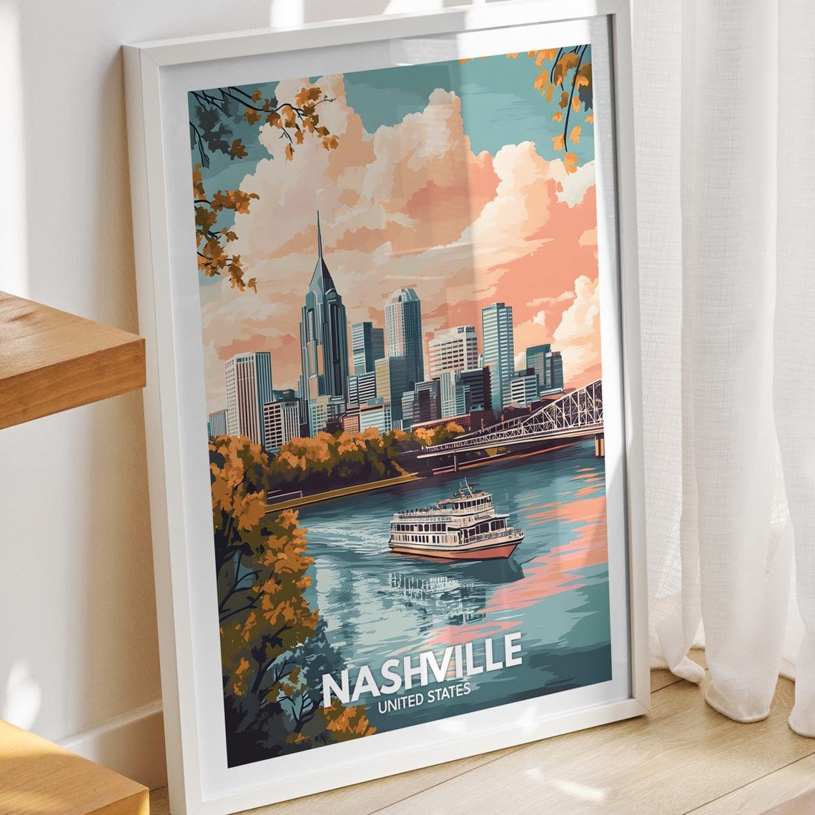 Nashville Travel Print United States Nashville Travel Poster United States Travel Poster United States Cityscape Wall Art City Decor
