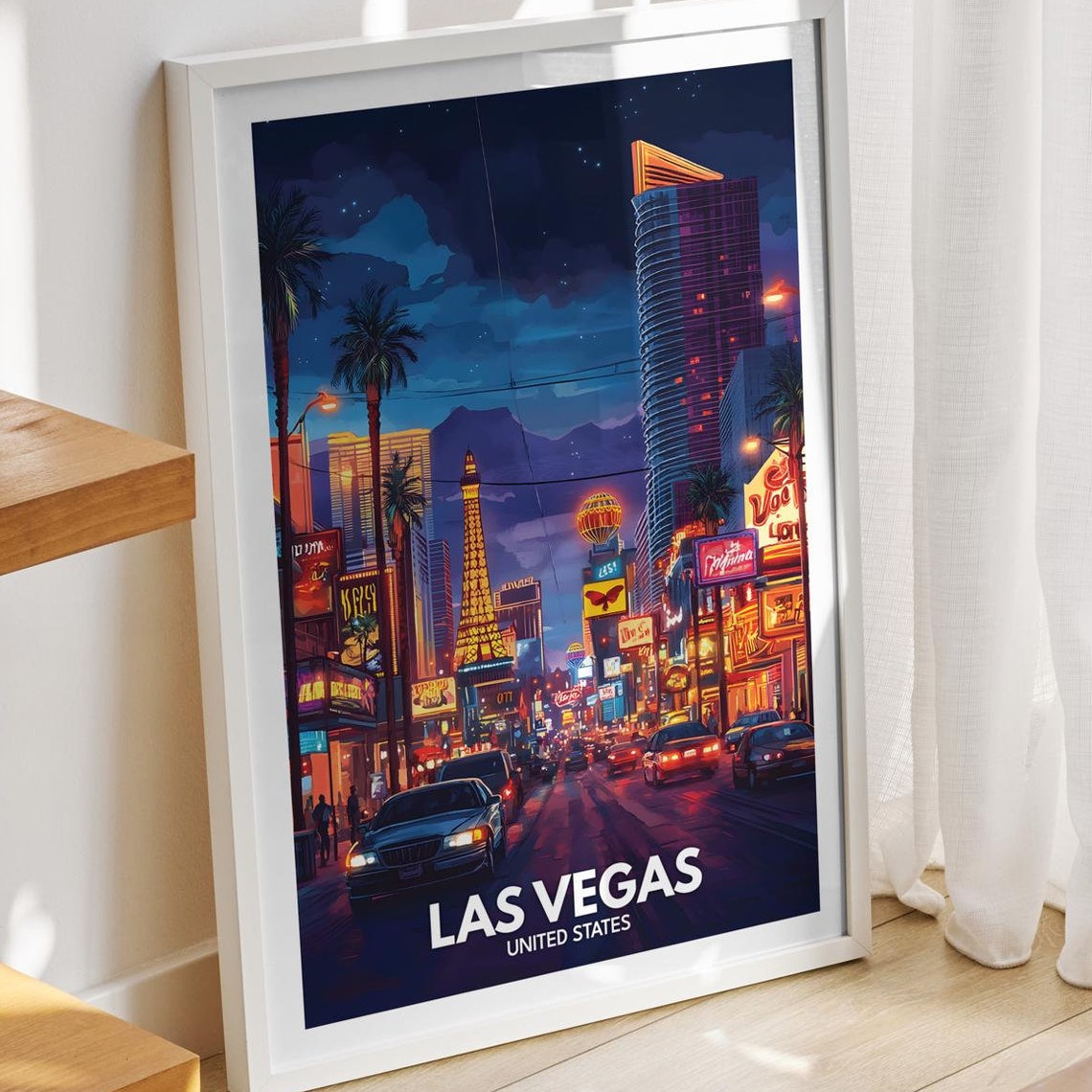 Las Vegas Travel Print United States Las Vegas Travel Poster United States Travel Poster United States Cityscape Wall Art City Decor