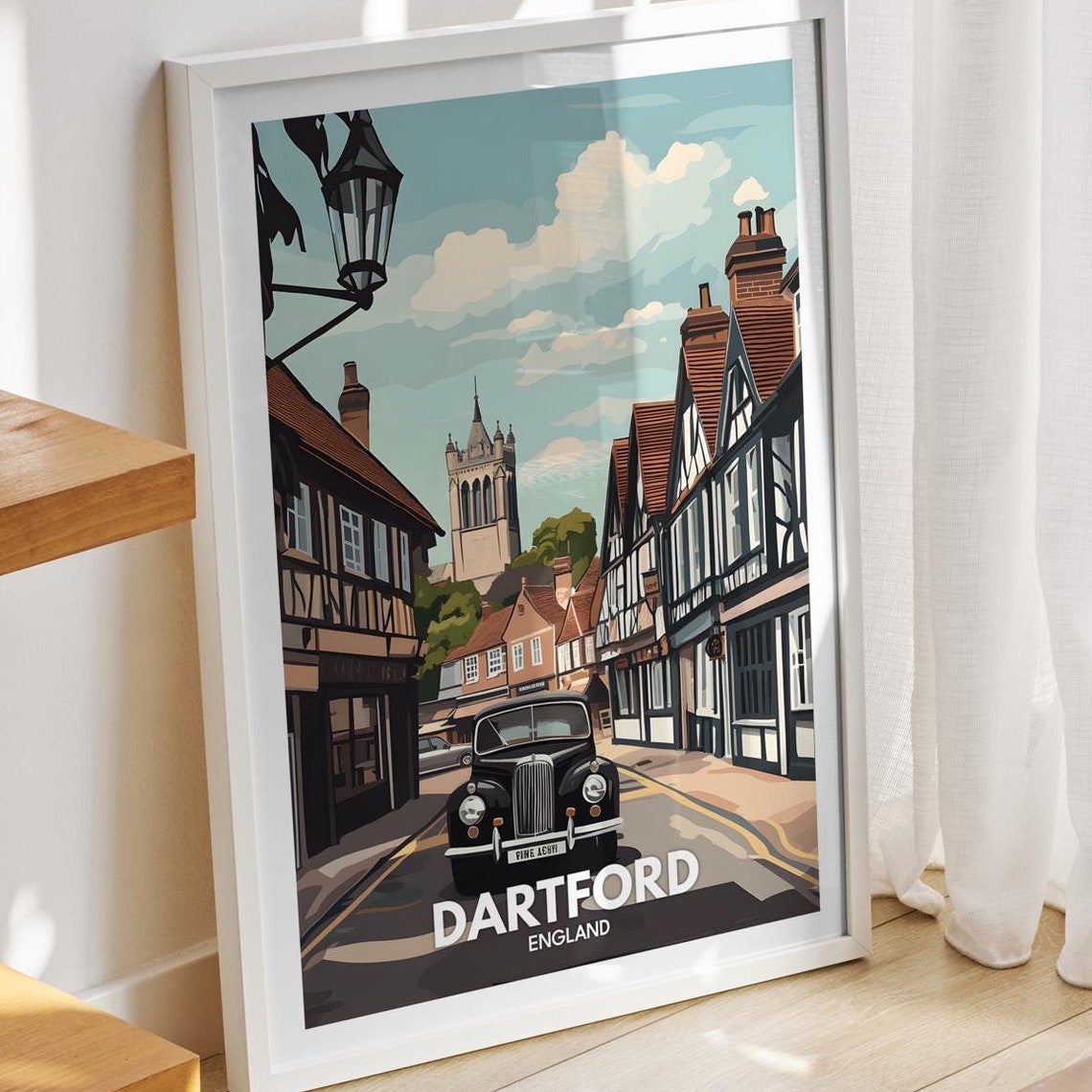 Dartford Travel Print England Dartford Travel Poster England Travel Poster United Kingdom Wall Art British Art Decor