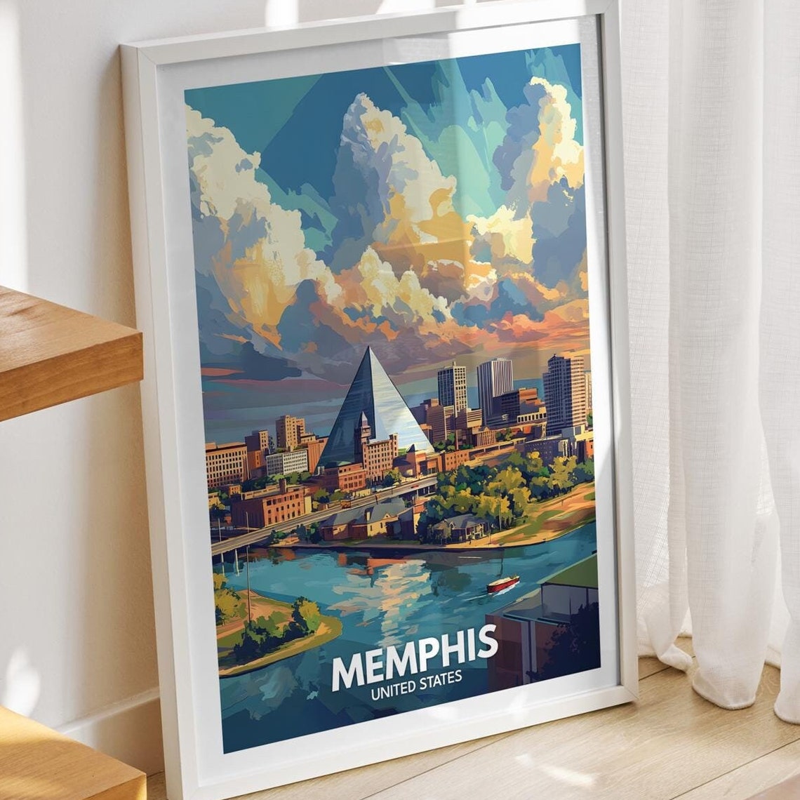 Memphis Travel Print United States Memphis Travel Poster United States Travel Poster United States Cityscape Wall Art City Art Decor