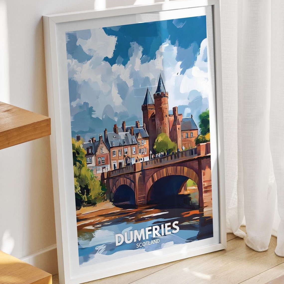 Dumfries Travel Print Scotland Dumfries Travel Poster Scotland Travel Poster United Kingdom Wall Art Scottish Art Decor