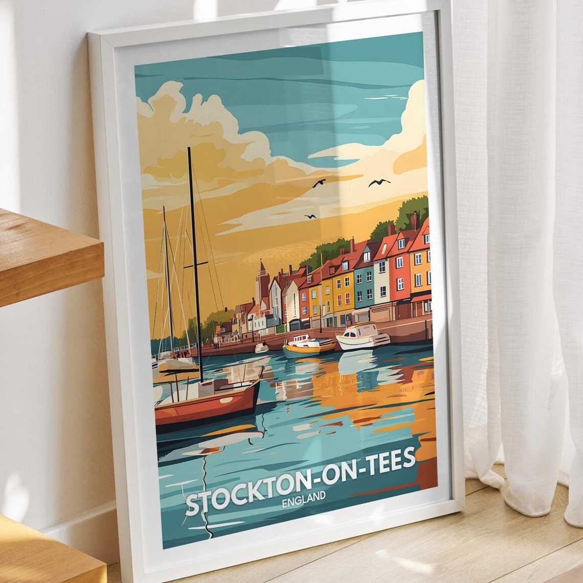 Stockton On Tees Travel Print England Stockton On Tees Travel Poster England Travel Poster United Kingdom Wall Art English Art Decor