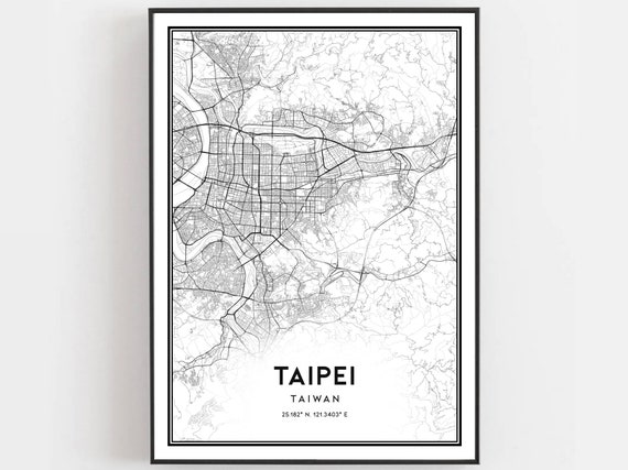 Taipei Map Print Poster Wall Art City Street Decor Road Gift B34