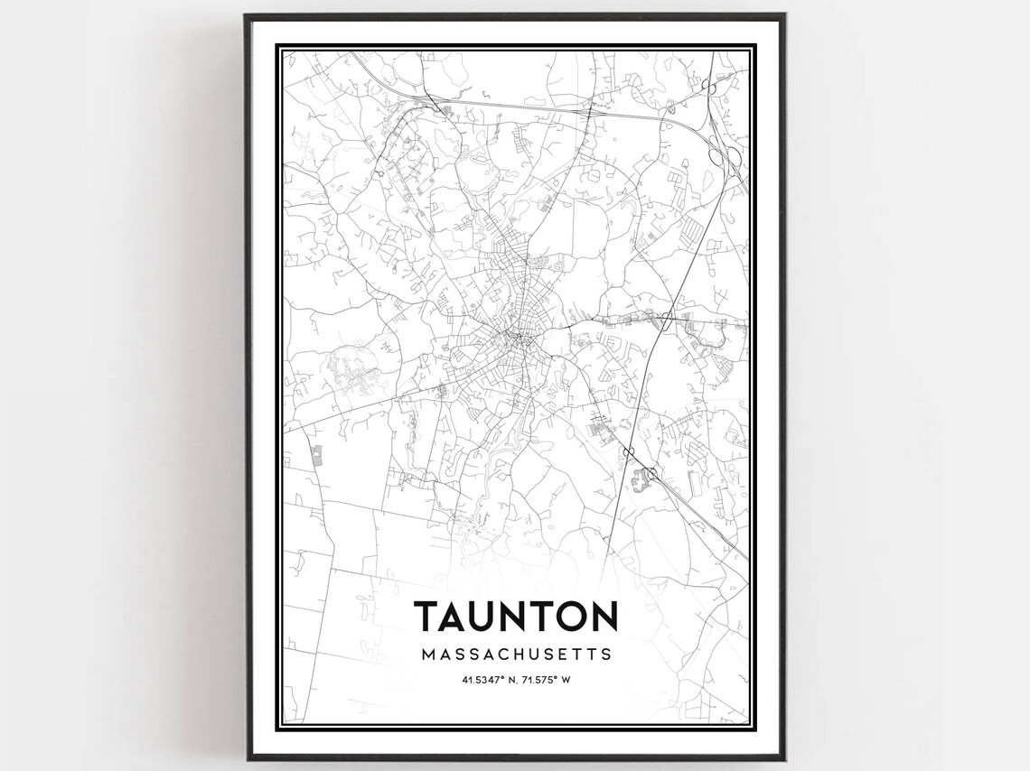 Taunton Massachusetts Minimalist City Street Map Coordinates Art Poster
