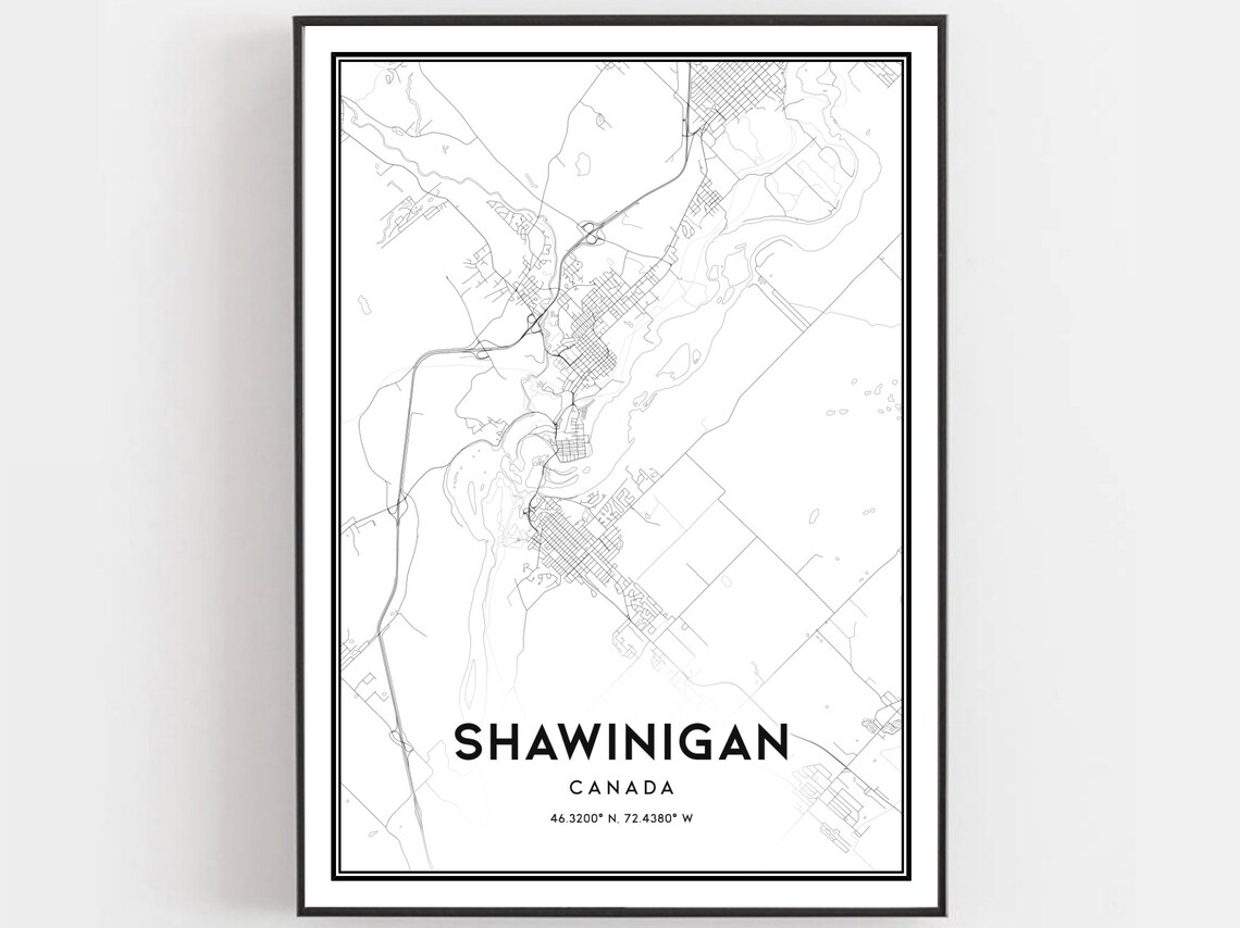 Shawinigan Canada Minimalist City Street Map Black Line Art Poster