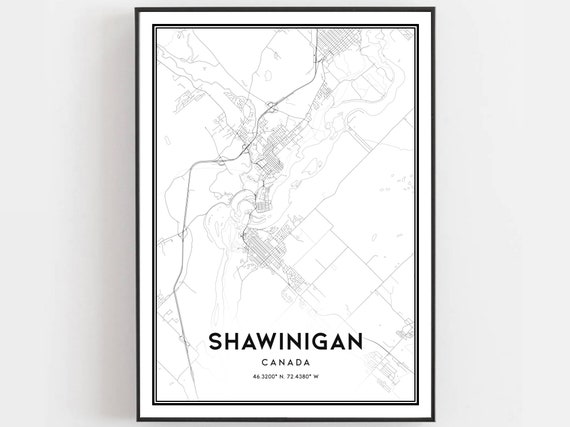 Shawinigan Map Print Poster Wall Art City Street Decor Road Gift B1409