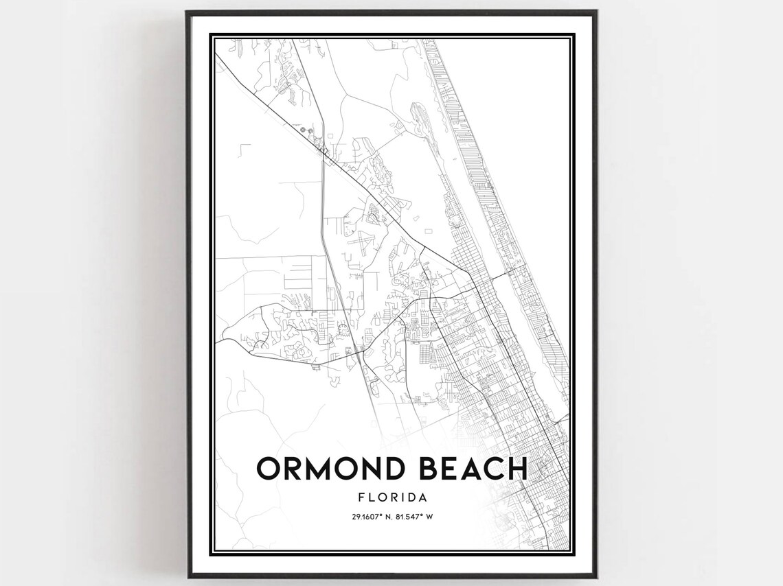 Ormond Beach Map Print, Florida Travel Poster