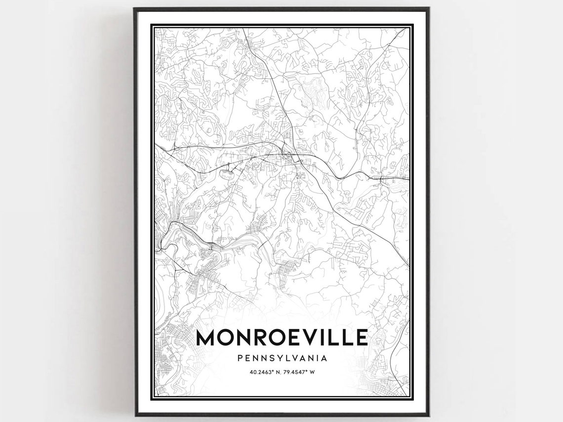 Monroeville Pennsylvania Minimalist City Street Map Artwork Poster