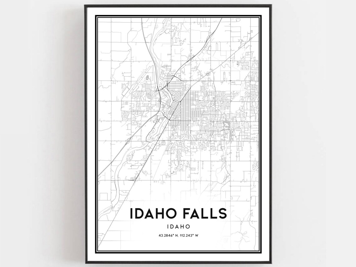 Idaho Falls Map Poster, City Street Decor