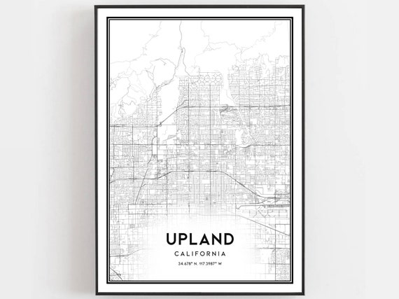 Upland Map Print Poster, California Street Decor