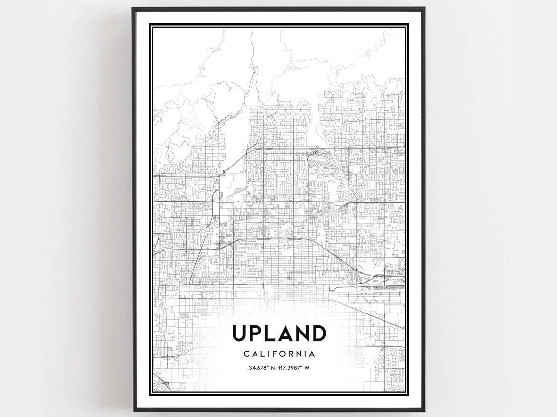 Upland Map Print Poster, California Street Decor