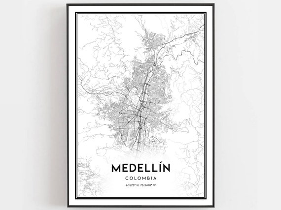 Medelln Map Print Poster Wall Art City Street Decor Road Gift B87