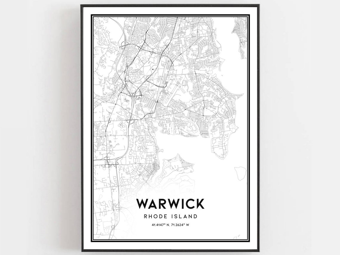 Warwick Rhode Island Minimalist Street Map Poster Modern Decor Art