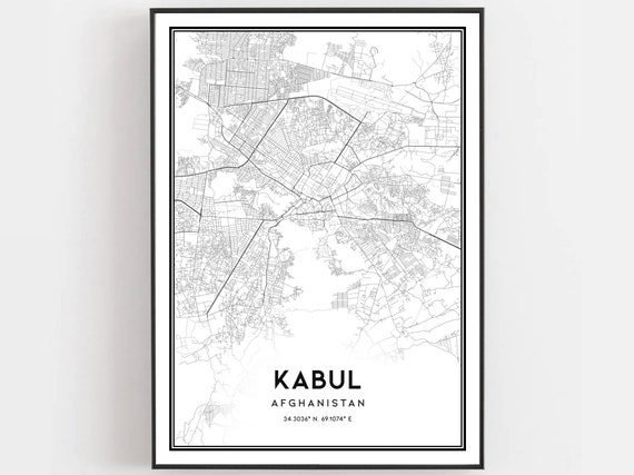Kabul Map Print Poster Wall Art City Street Decor Road Gift B88