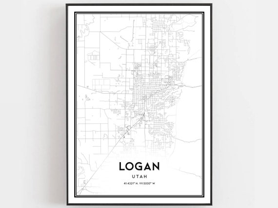 Logan Map Poster, Utah Street Decor