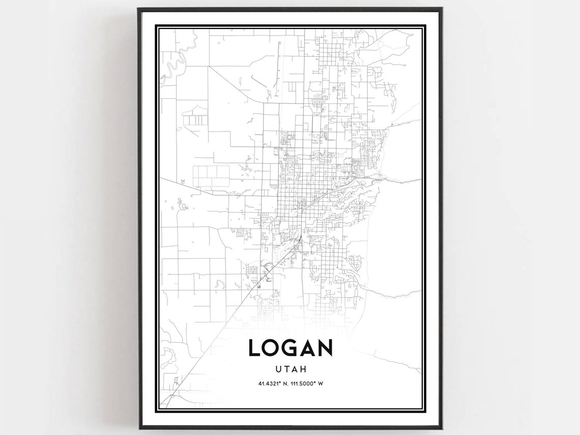 Logan Map Poster, Utah Street Decor