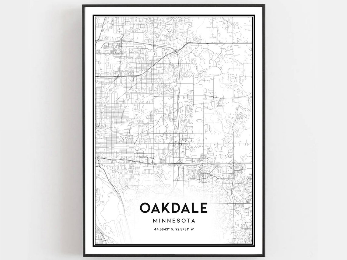 Oakdale Minnesota City Street Map Modern Minimalist Art Poster