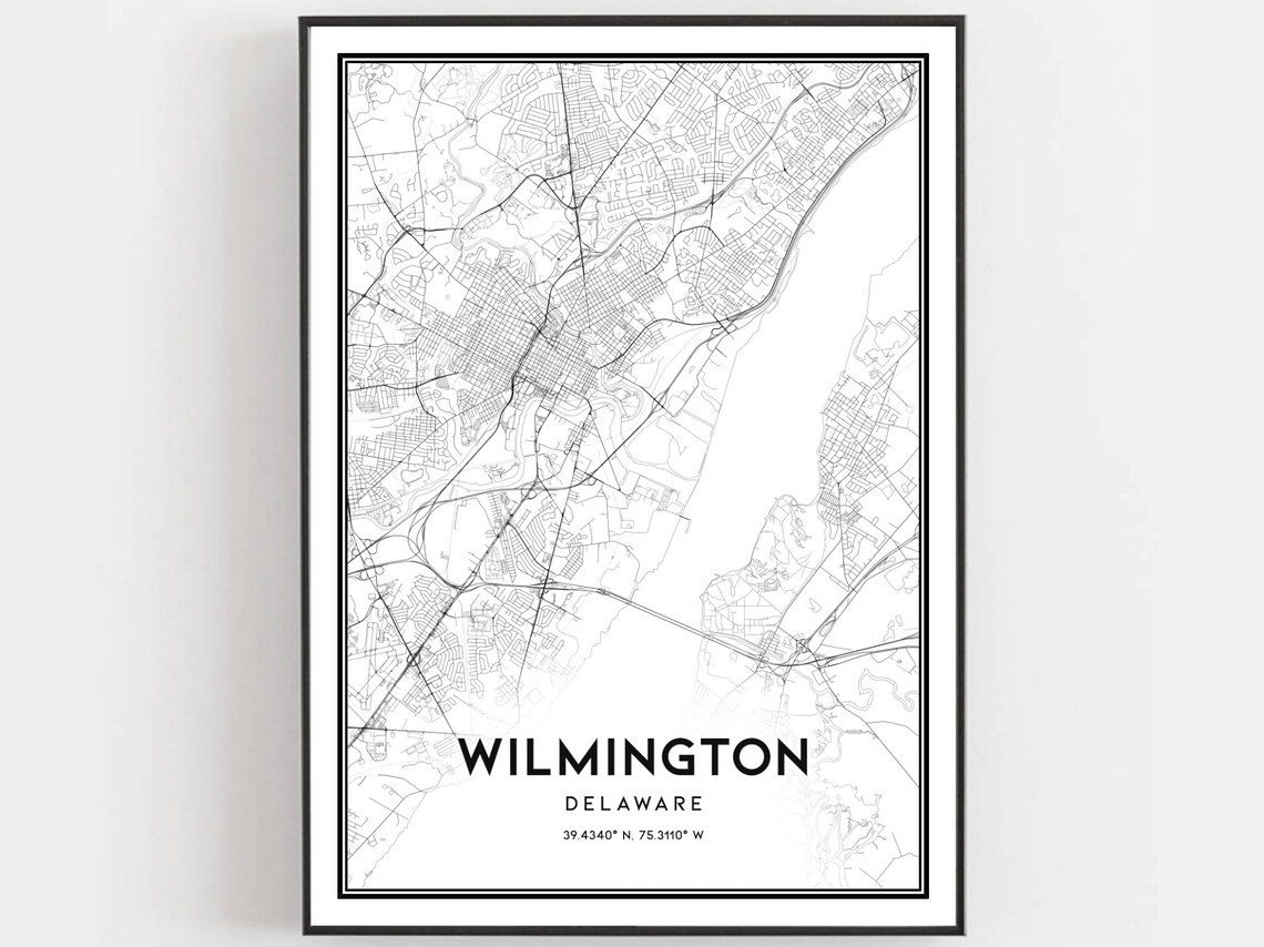 Wilmington Map Poster Print, Delaware Street Decor